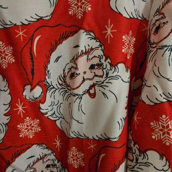 Unique Christmas Santa Balloon Sleeve V Neck Collarless Blouse Size XL - Picture 3 of 6